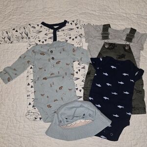 0-3 M Baby Clothing Set with Shark Hat & Bibs